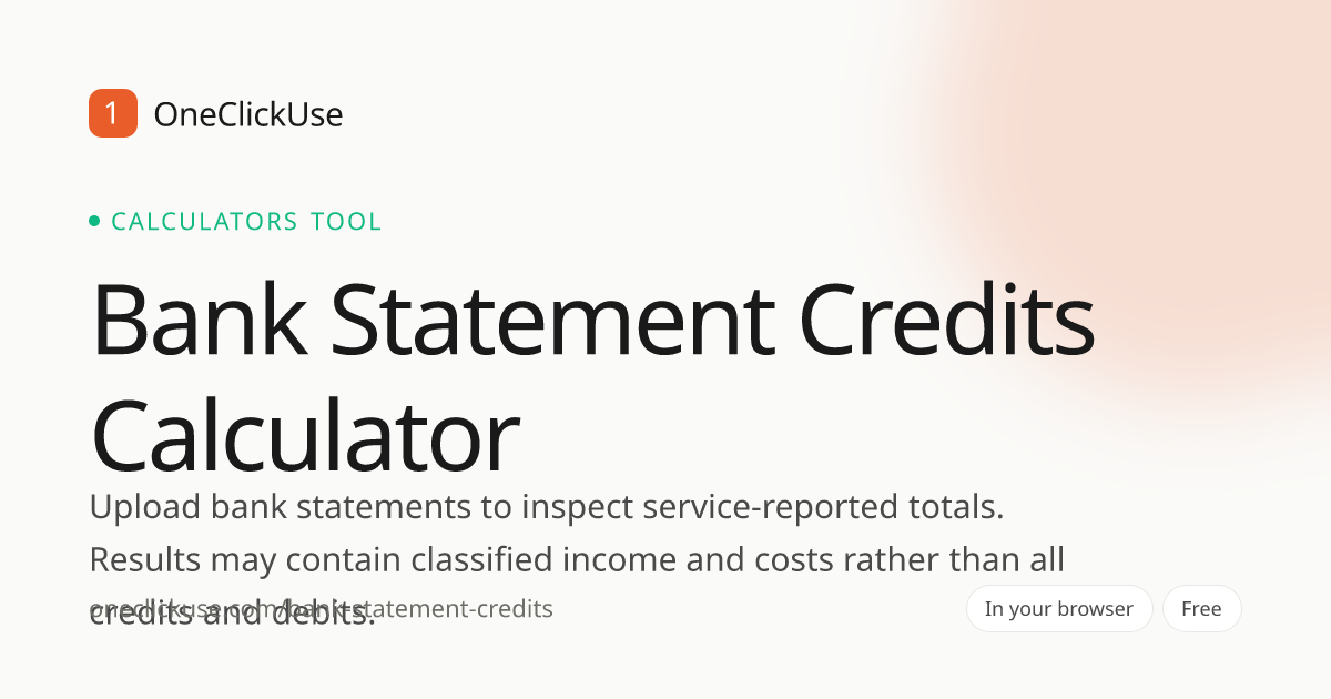 Bank Statement Credits Calculator — Total Income from PDF Online ...