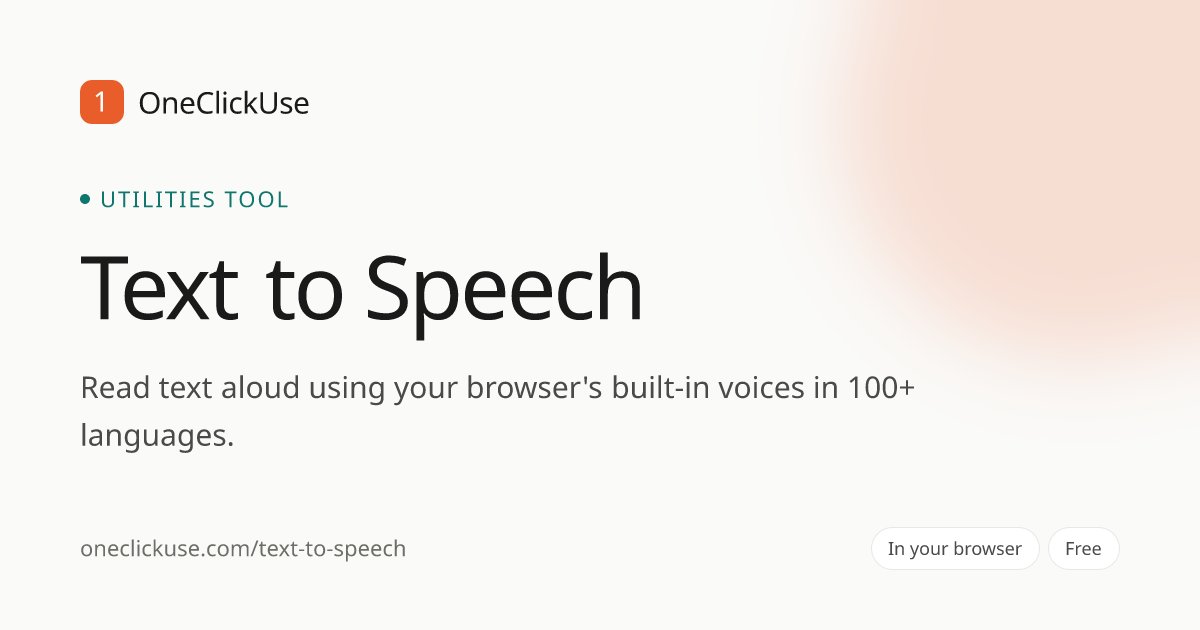 Text to Speech Online Free — Read Text Aloud in Browser · OneClickUse